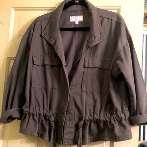 Unstructured cropped worker jacket